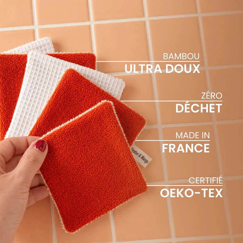 Lingettes lavables 2 en 1 : Terracotta