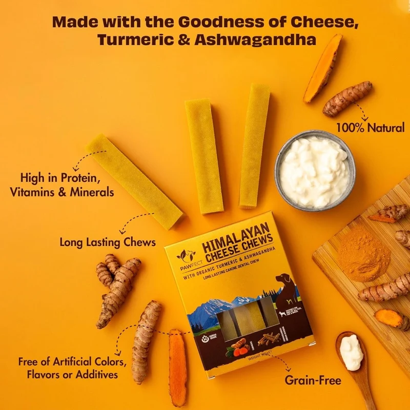 Barres de Fromage de Yak pour Chien au Curcuma & Ashwagandha