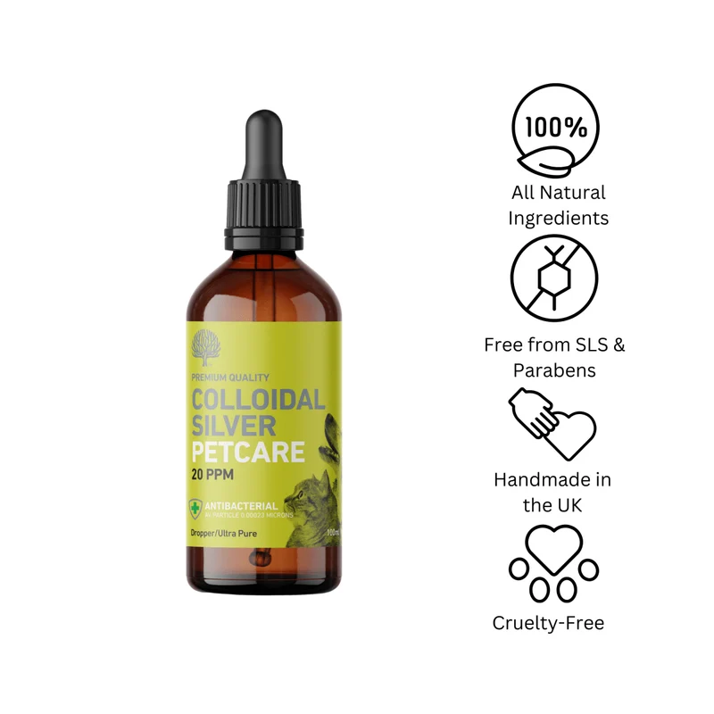 Argent colloïdal 20ppm Chien and Chats - Antibactérien - Flacon compte-gouttes 100 ml