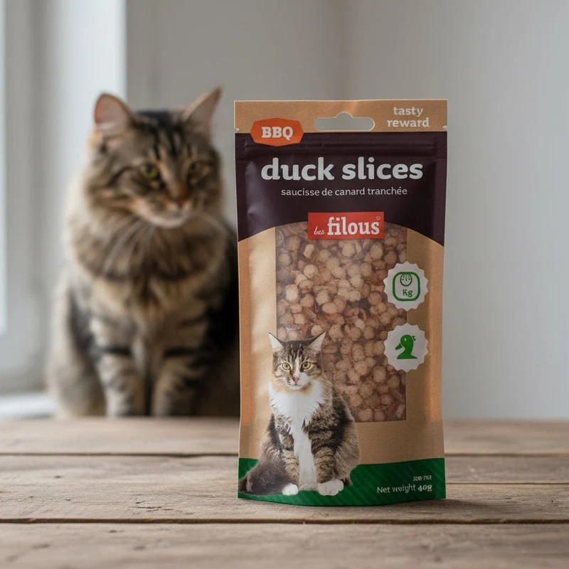 Saucisse de Canard Tranchée pour Chat – DDM dépassée · Anti-gaspillage ·