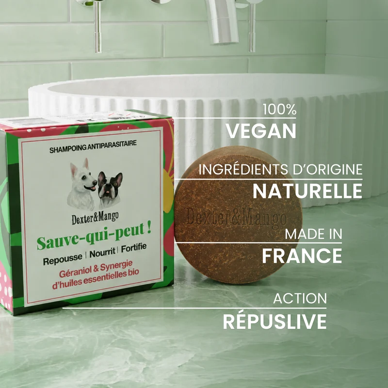 Shampoing solide antiparasitaire : Sauve-qui-peut !