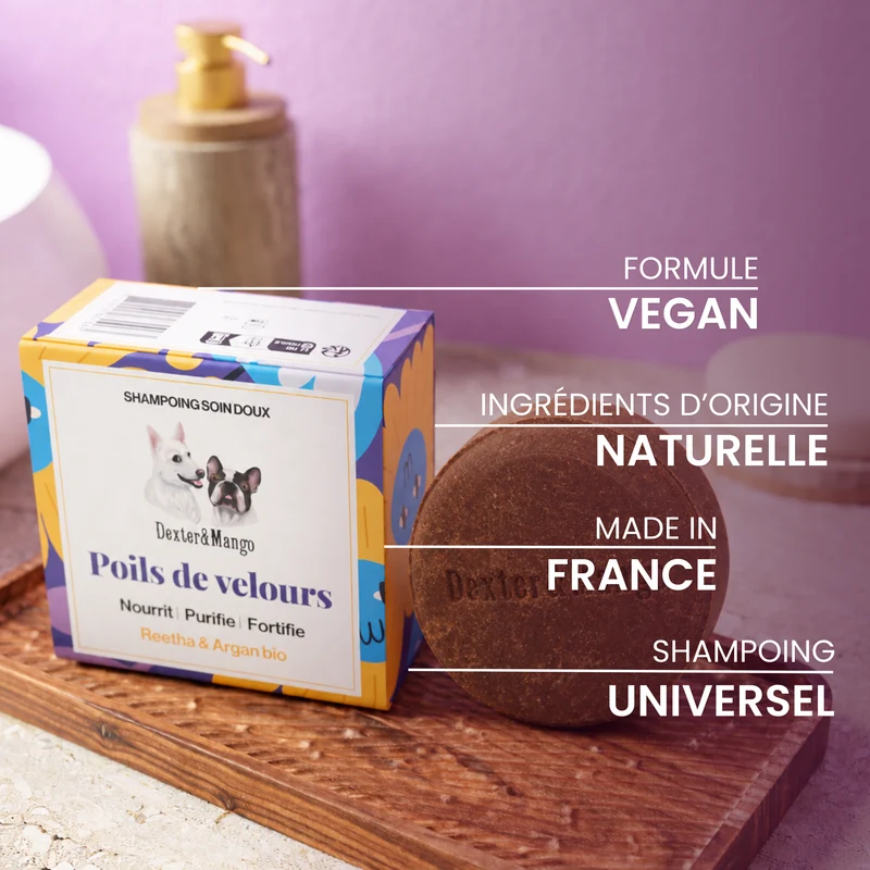 Shampoing solide universel pour chien : Poils de velours