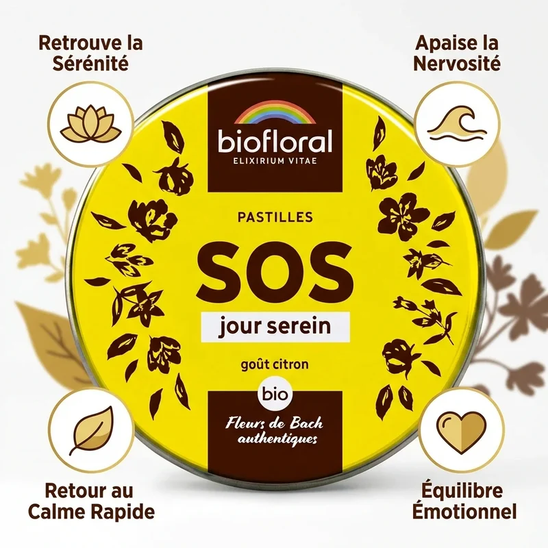 Pastilles aux Fleurs de Bach - SOS Jour Serein - 50g - Biofloral