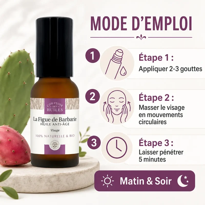 Huile de Pépins de Figue de Barbarie Bio - Anti-âge Roll-on 15ml - Comptoir des huiles