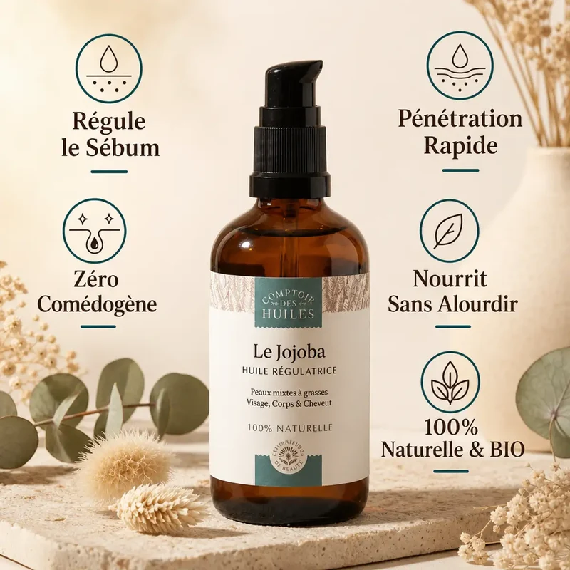 Huile de Jojoba - Régule le sébum - 100 ml - Comptoir des Huiles