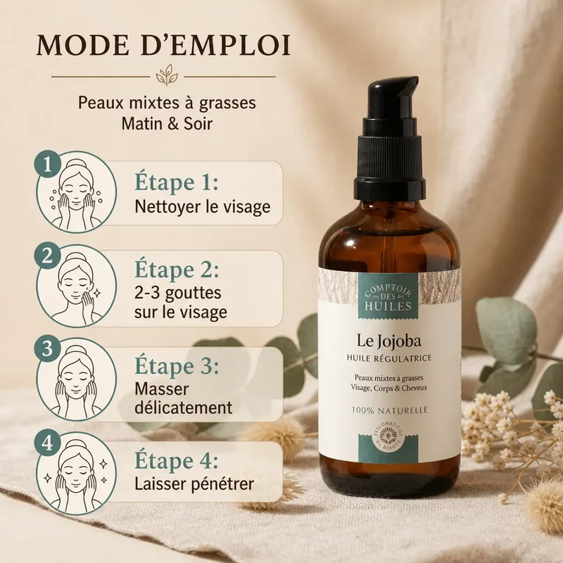 Huile de Jojoba - Régule le sébum - 100 ml - Comptoir des Huiles