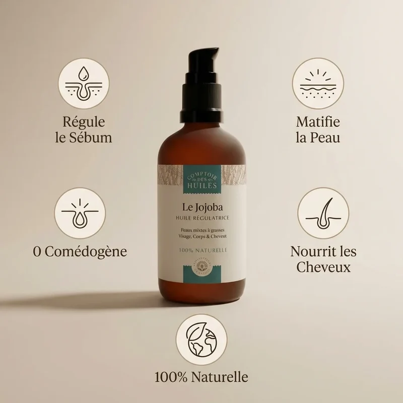 Huile de Jojoba - Régule le sébum - 100 ml - Comptoir des Huiles