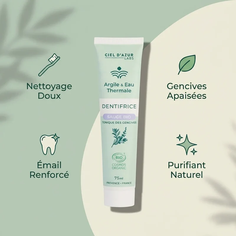 Dentifrice Sauge Bio – 75 ml – Argile & Eau Thermale