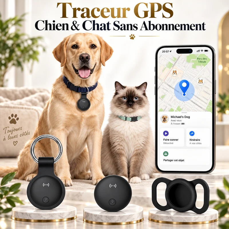 Traceur GPS Chien & Chat Sans Abonnement – iOS Android