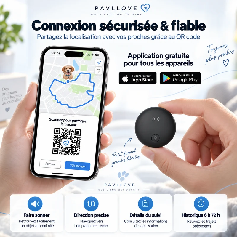 Traceur GPS Chien & Chat Sans Abonnement – iOS Android