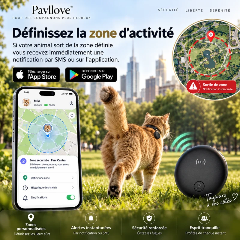Traceur GPS Chien & Chat Sans Abonnement – iOS Android