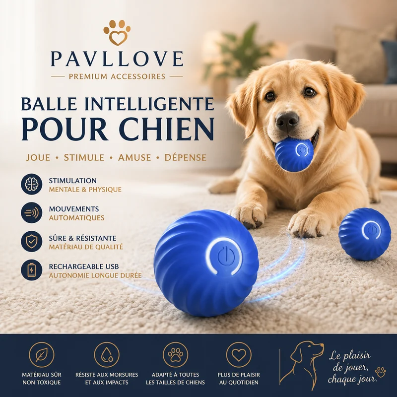 Balle Interactive pour Chien Rechargeable USB-C – Jouet Automatique Intelligent Pavllove®