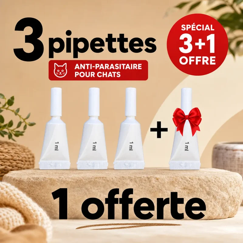 Pipettes Antiparasitaire Chat & Chaton - Offre 3+1 gratuit - Biovetol
