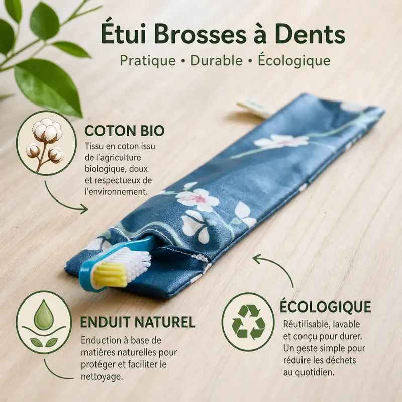 Etui Brosses à Dents - Coton Enduit - Angie Be Green