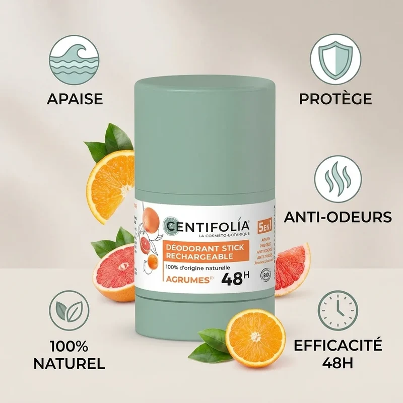 Déodorant Stick Rechargeable Agrumes - 50 g - Centifolia