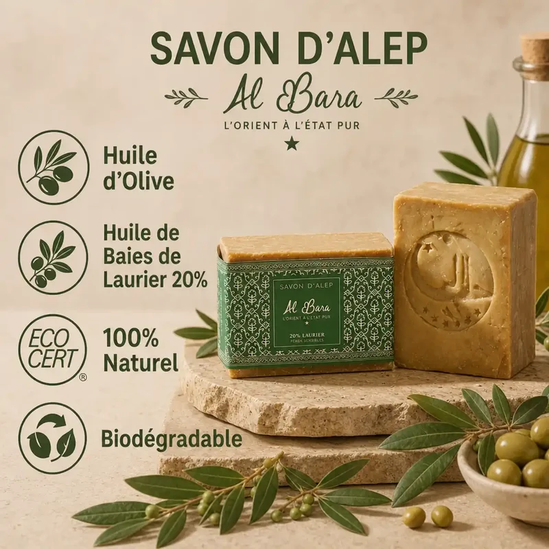 Savon d’Alep 20% Laurier – 200 g – Al Bara