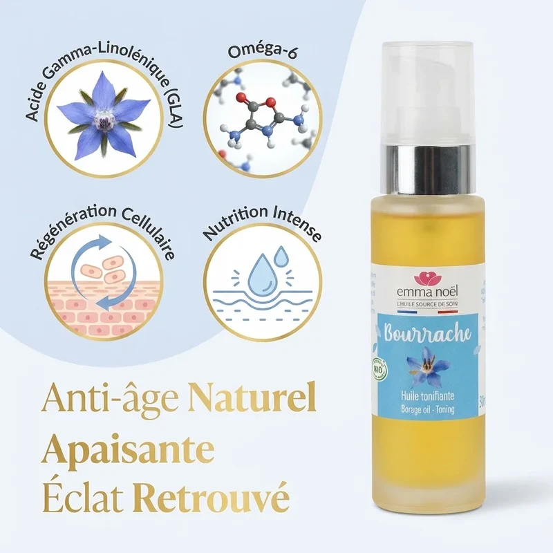 Huile vierge de bourrache bio - 50 mL - Emma Noël