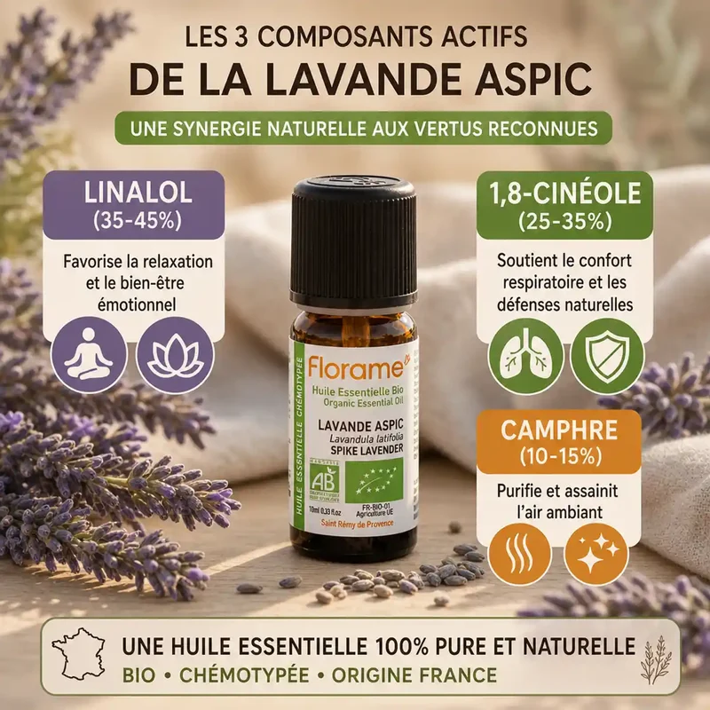 Huile essentielle de Lavande aspic bio – 10 ml – Florame