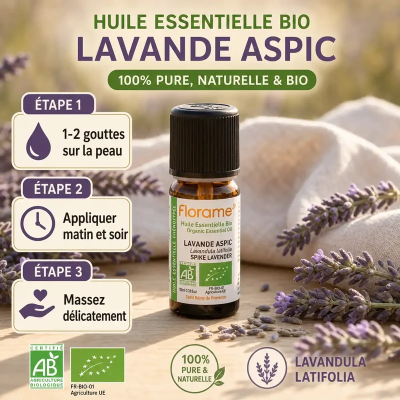 Huile essentielle de Lavande aspic bio – 10 ml – Florame
