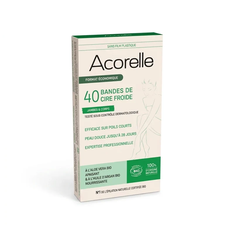 Bandes de Cire Froide Corps Bio - 40 Bandes - Acorelle