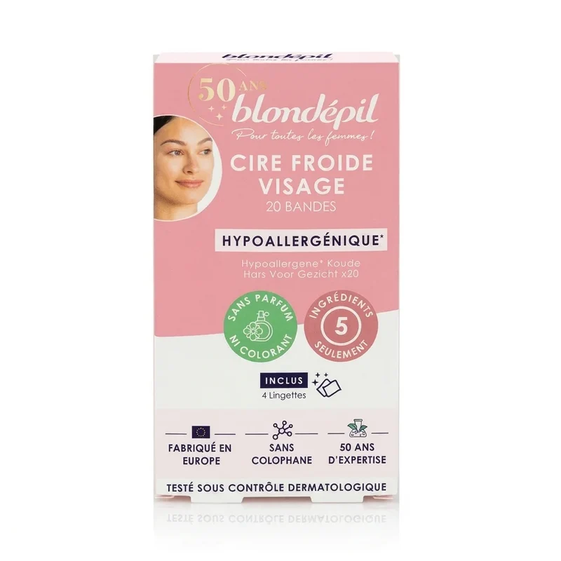 Cire Froide Visage - Sans parfum Ni Colorant (20 bandes) - BLONDÉPIL