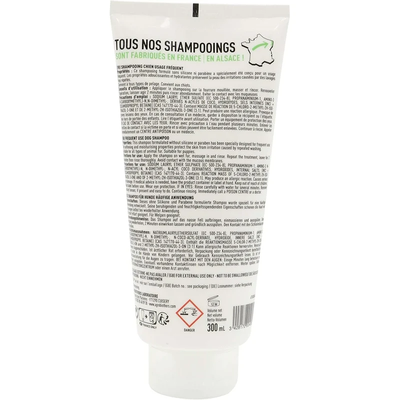 Shampoing Usage Fréquent pour Chien, à l'Aloe Vera. 300ml