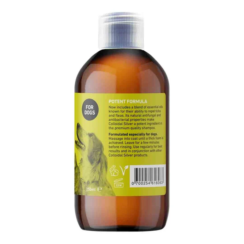 Shampooing à l'argent colloïdal avec répulsif contre les tiques et les puces
