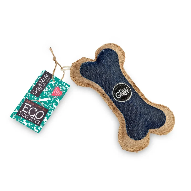 Jouet en Forme d’Os en Jute & Jean pour Chiens