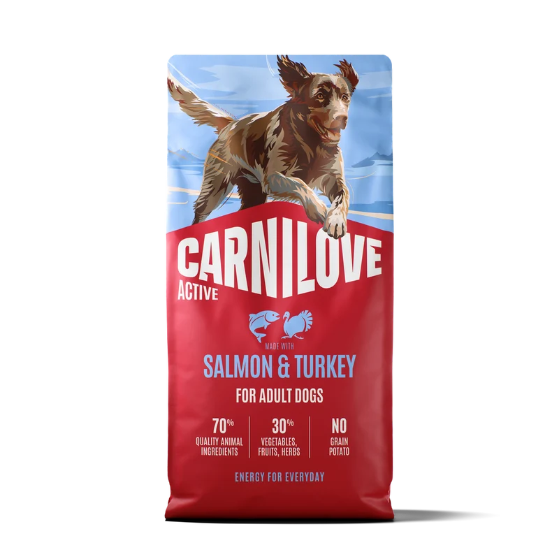 CARNILOVE Active Adult Croquettes Chien Adulte Toutes Races Saumon & Dinde 1,5 kg et 12 kg