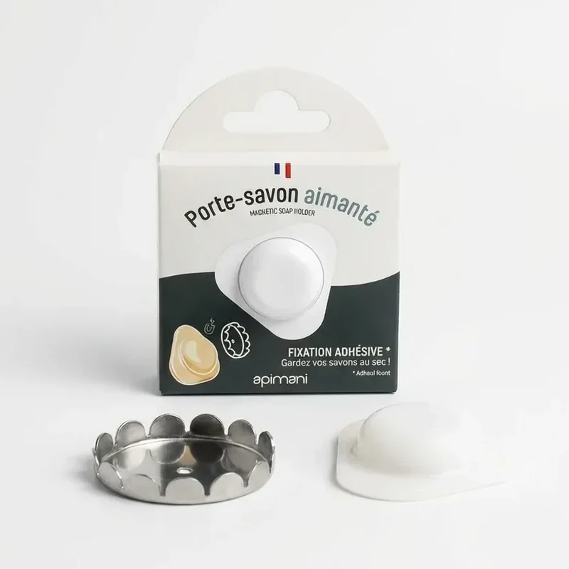 Porte Savon Aimanté Blanc - Forme triangle (adhésif) - Apimani