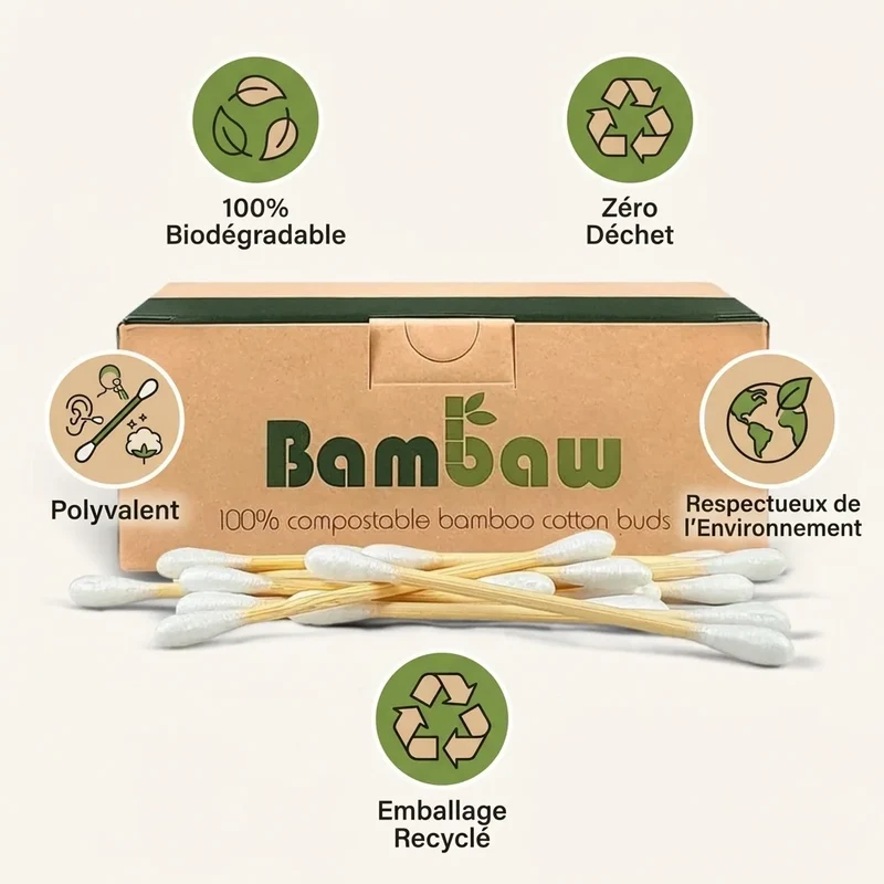 Cotons Tiges - Boîte de 200 - Bambaw
