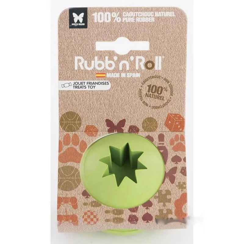 Jouet Rubb'n'Roll spécial friandise - balle vert - 7 cm