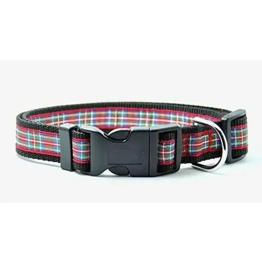 Ensemble collier et laisse pour chien Tartan Écossais Rouge