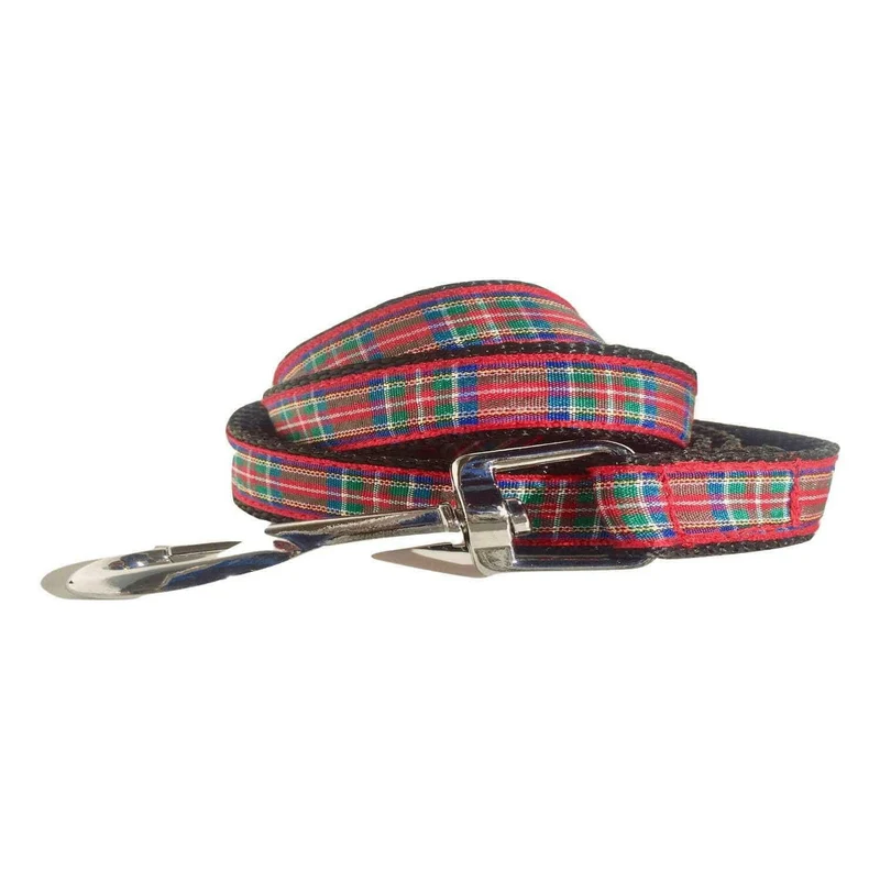 Ensemble collier et laisse pour chien Tartan Écossais Rouge