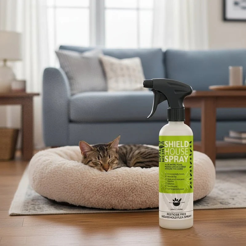 Spray anti-puces maison SHIELD – sans pesticide, idéal pour literie et tapis