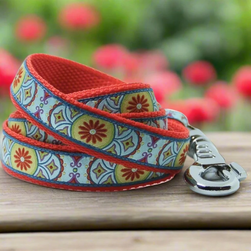 Laisse pour chien - Fleur rouge