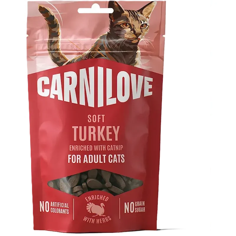 CARNILOVE Soft Snack Friandises Semi-Humides Chat Adulte Dinde & Herbe à Chat 50 g
