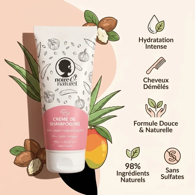Crème de Shampoing pour Cheveux frisés à crépus - 200ml - Noire O Naturel