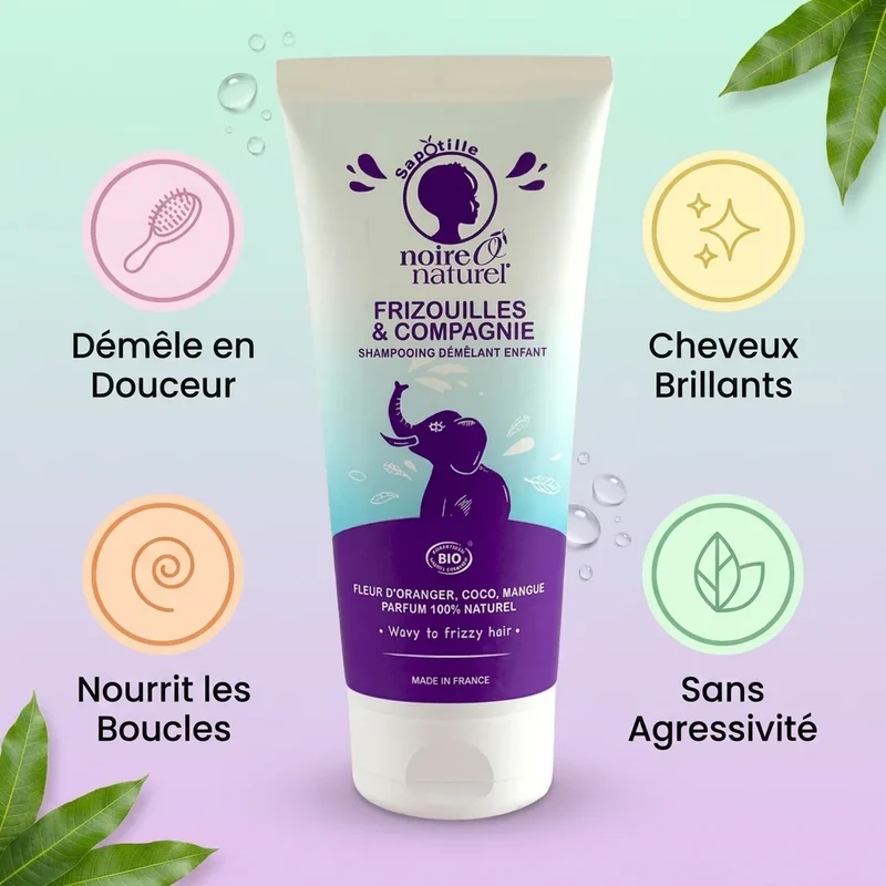 Shampoing Enfant Bio Demêlant - Cheveux bouclés - 200ml - Noire O Naturel