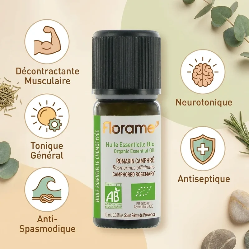 Huile essentielle de Romarin à Camphre Bio - 10 ml - Florame