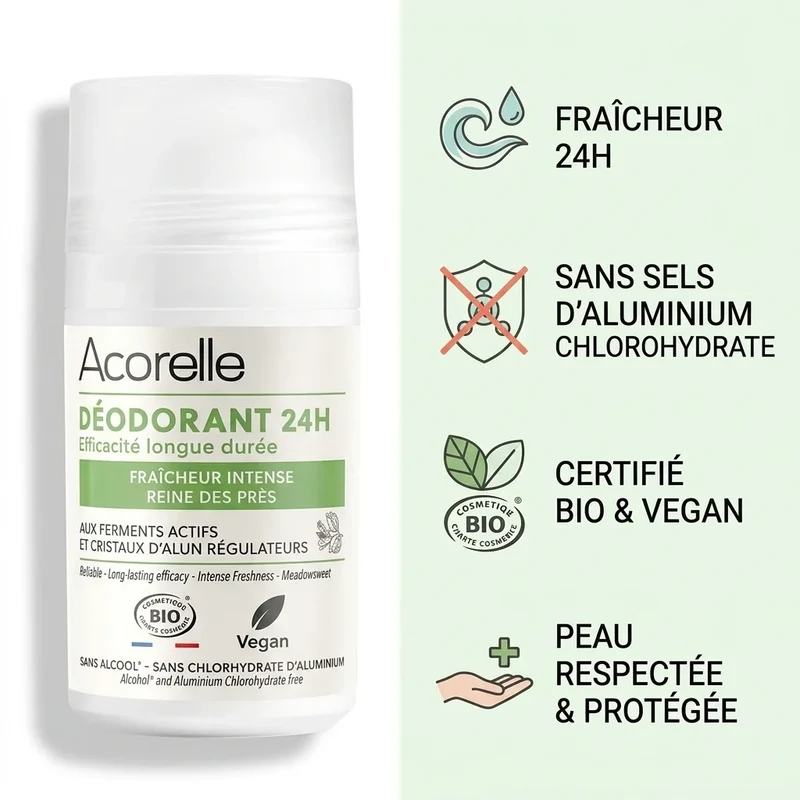 Déodorant Roll-On 24h Fraîcheur Intense Bio - 50ml - Acorelle