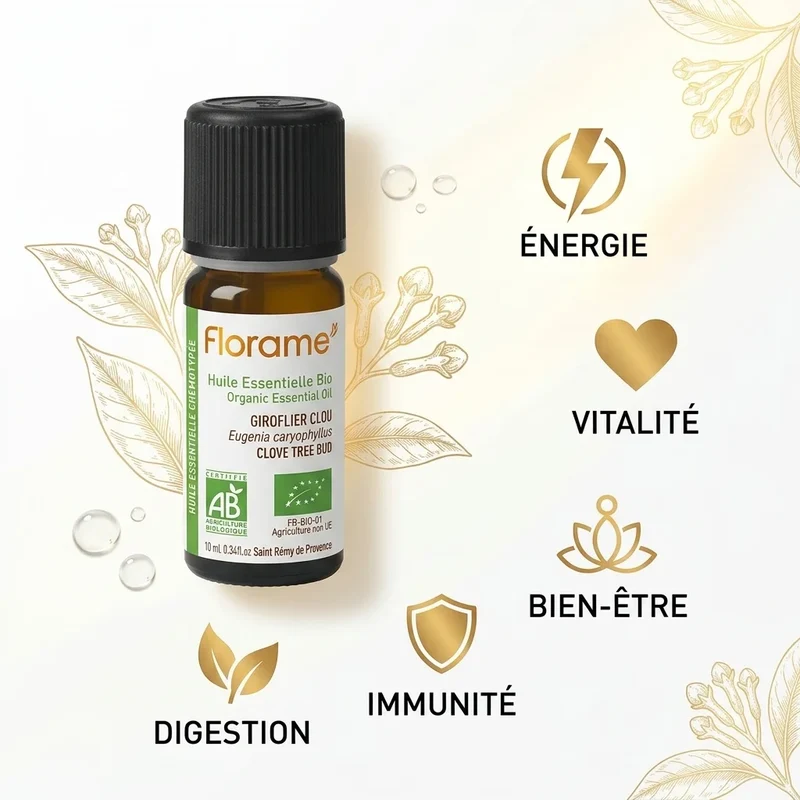Huile essentielle de Clou de Girofle Bio - 10 ml - Florame