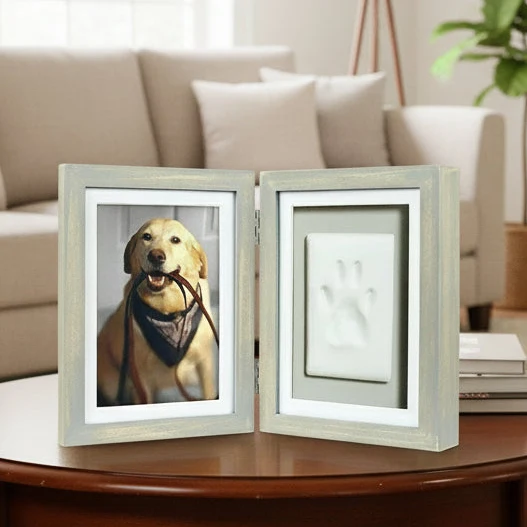 Double cadre photo avec empreinte de patte en plâtre 💥-20%