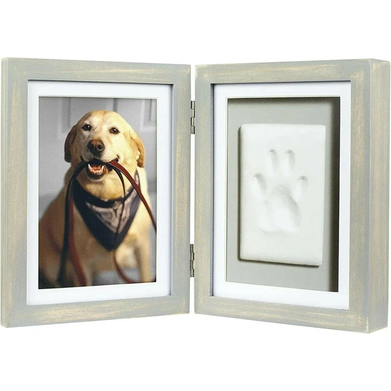 Double cadre photo avec empreinte de patte en plâtre 💥-20%