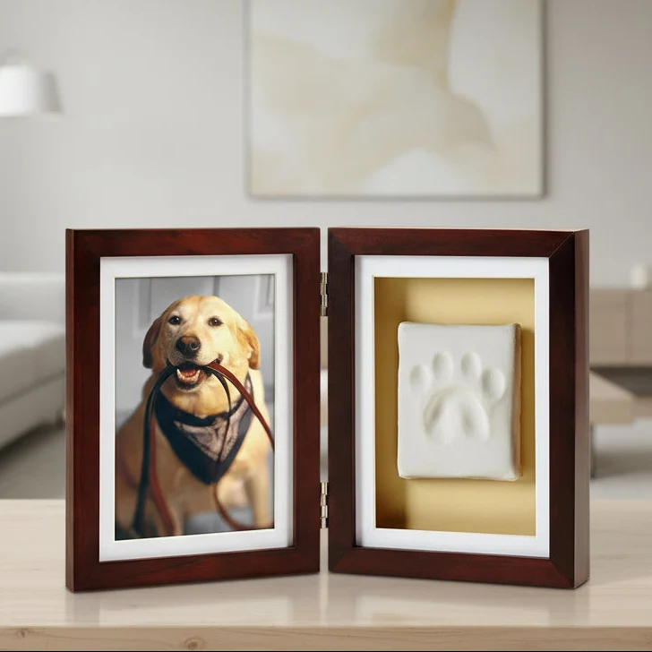 Double Cadre Photo & Empreinte de Patte. Pour Chien ou Chat.