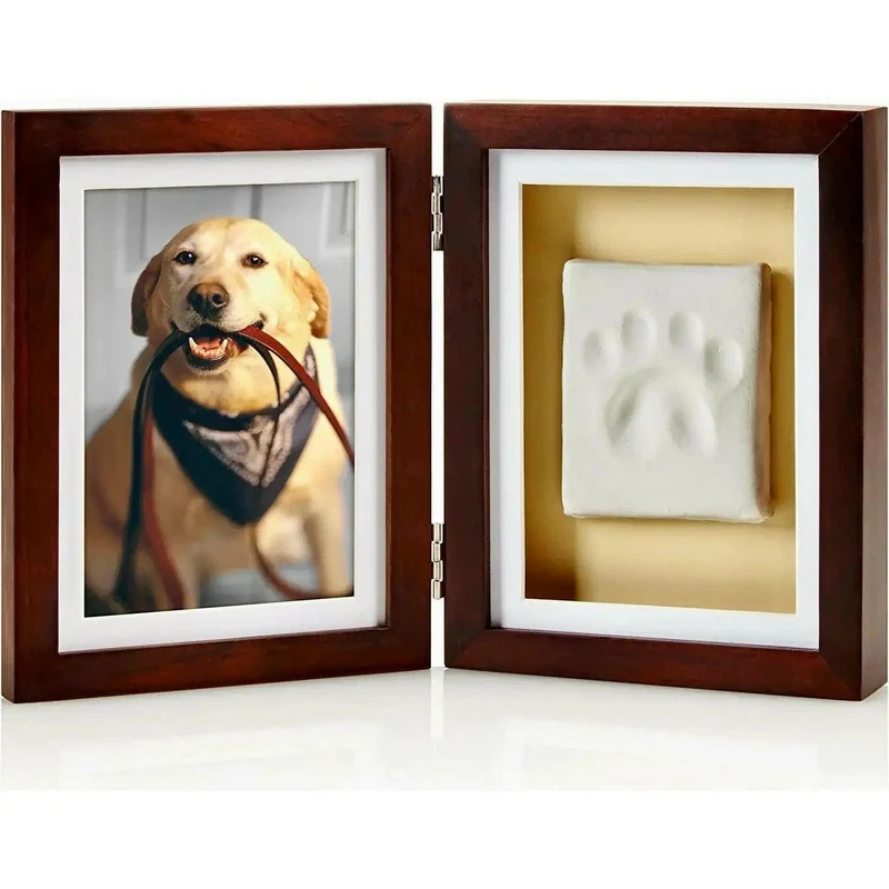 Double Cadre Photo & Empreinte de Patte. Pour Chien ou Chat.