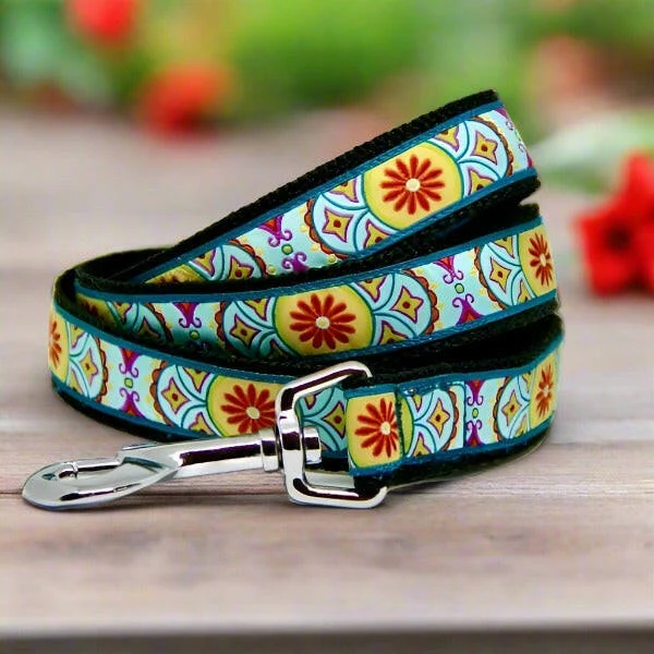 Laisse pour chien - Fleurs rouge