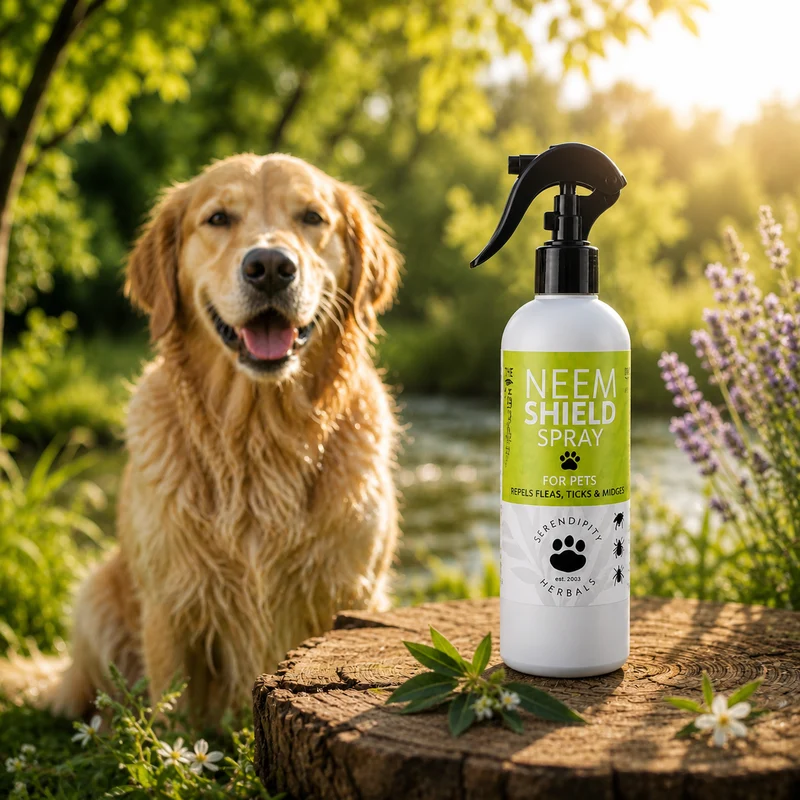 Spray répulsif naturel anti tique et puce pour chien - Neem Pet shield