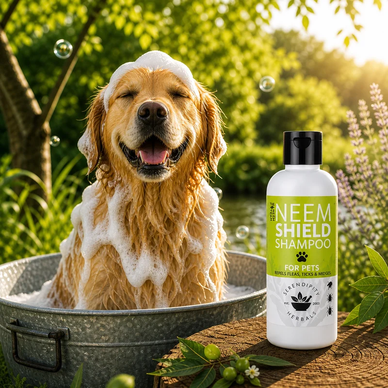 Shampoing à l’huile de Neem pour chien – Anti-puces et tiques | Neem Pet Shield