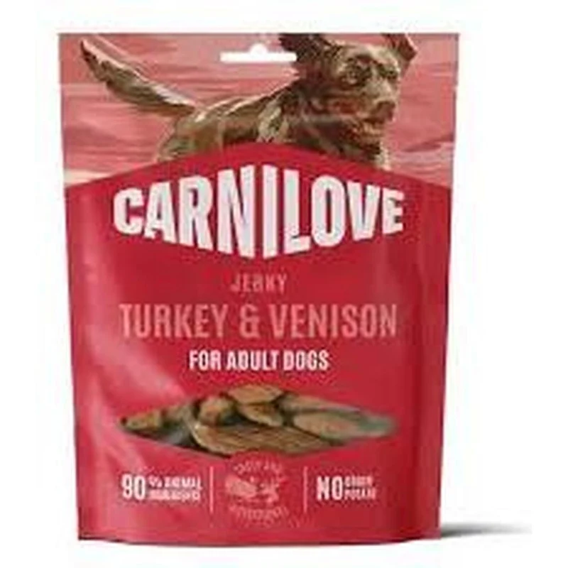 CARNILOVE Jerky Snack Adult Viande Séchée Chien Dinde & Cerf 100 g